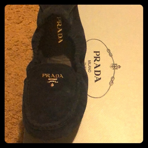 Blue Suede Women’s Prada Driving Loafer - Picture 1 of 3